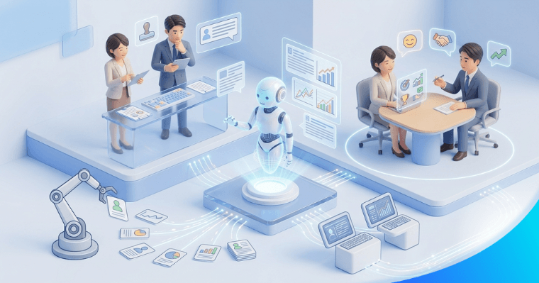 人事評価業務をAI・RPA・人にどう分担するかの画像